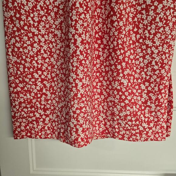 Women's J. Crew Red & White Floral Elastic Waist Midi Skirt | Size Small - Picture 4 of 11